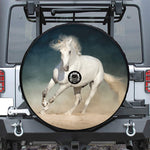 White Stallion Horse Print Tire Cover With Camera Hole