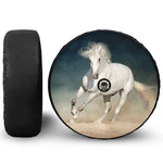 White Stallion Horse Print Tire Cover With Camera Hole