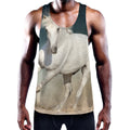 White Stallion Horse Print Men's Workout Tank Top