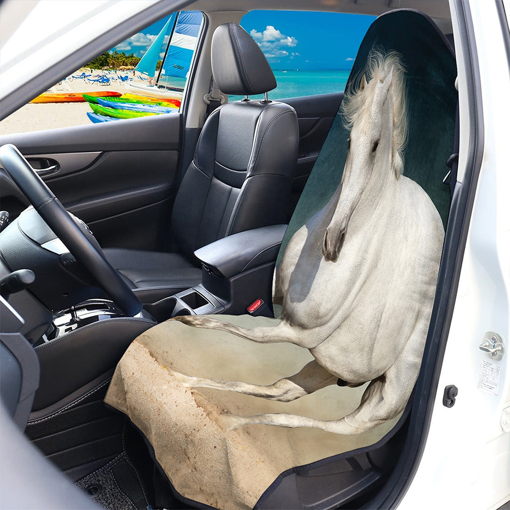 White Stallion Horse Print Waterproof Car Seat Cover