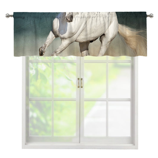 White Stallion Horse Print Window Valance