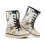 White Stallion Horse Print Winter Boots