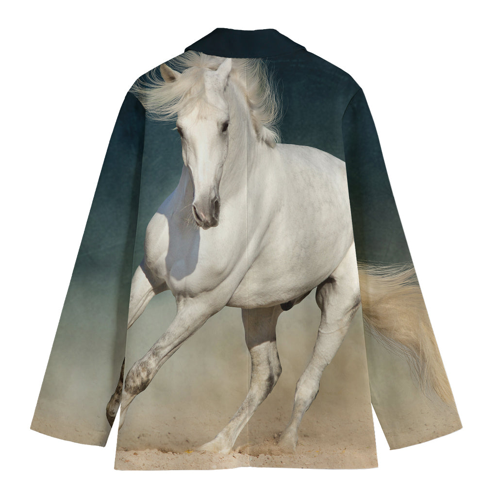 White Stallion Horse Print Women's Blazer