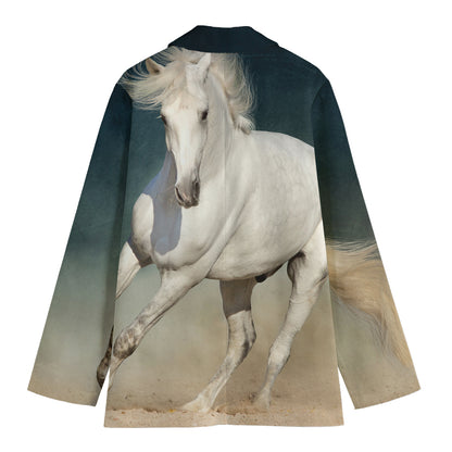 White Stallion Horse Print Women's Blazer
