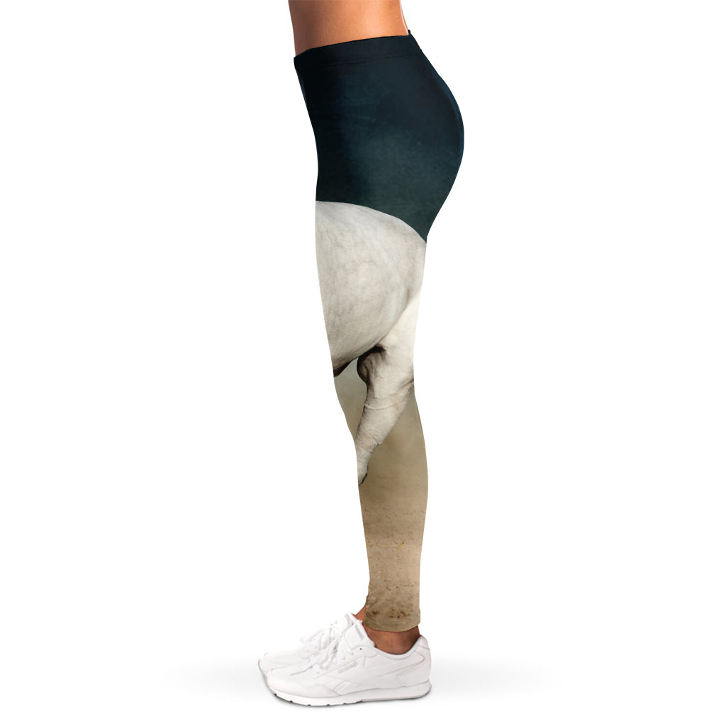 White Stallion Horse Print Women's Leggings