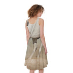 White Stallion Horse Print Women's Sleeveless Dress