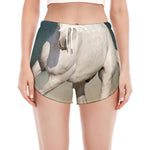White Stallion Horse Print Women's Split Running Shorts