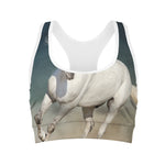White Stallion Horse Print Women's Sports Bra
