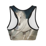 White Stallion Horse Print Women's Sports Bra