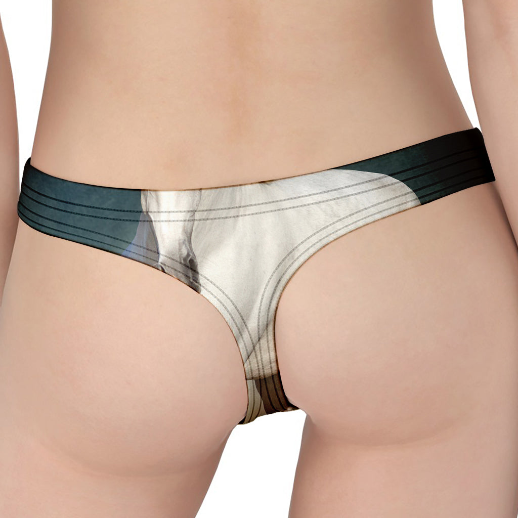 White Stallion Horse Print Women's Thong