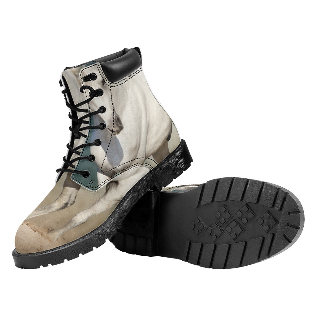 White Stallion Horse Print Work Boots