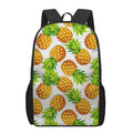 White Summer Pineapple Pattern Print 17 Inch Backpack