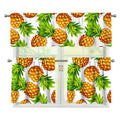 White Summer Pineapple Pattern Print 3 Piece Kitchen Curtains