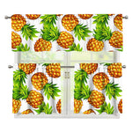White Summer Pineapple Pattern Print 3 Piece Kitchen Curtains