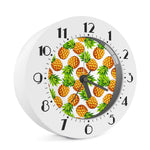 White Summer Pineapple Pattern Print Alarm Clock