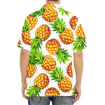 White Summer Pineapple Pattern Print Aloha Shirt