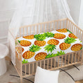 White Summer Pineapple Pattern Print Baby Crib Sheet