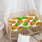 White Summer Pineapple Pattern Print Baby Crib Sheet