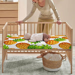 White Summer Pineapple Pattern Print Baby Crib Sheet