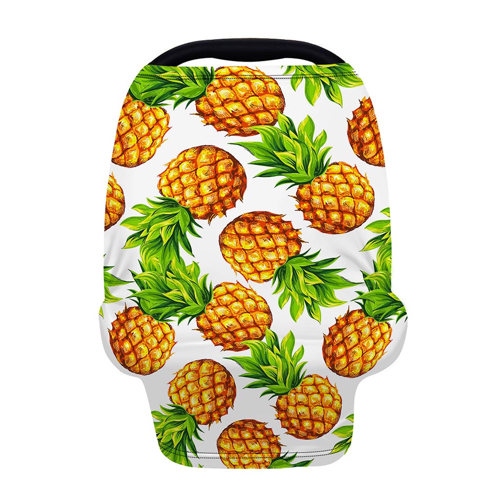 White Summer Pineapple Pattern Print Baby Seat Cover
