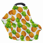 White Summer Pineapple Pattern Print Baby Seat Cover