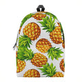 White Summer Pineapple Pattern Print School Backpack