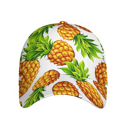 White Summer Pineapple Pattern Print Baseball Cap