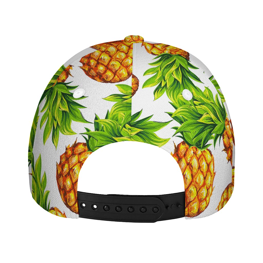 White Summer Pineapple Pattern Print Baseball Cap