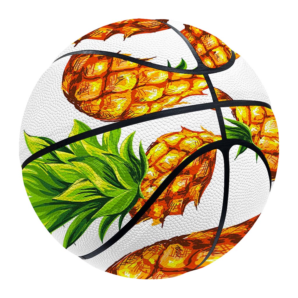 White Summer Pineapple Pattern Print Basketball