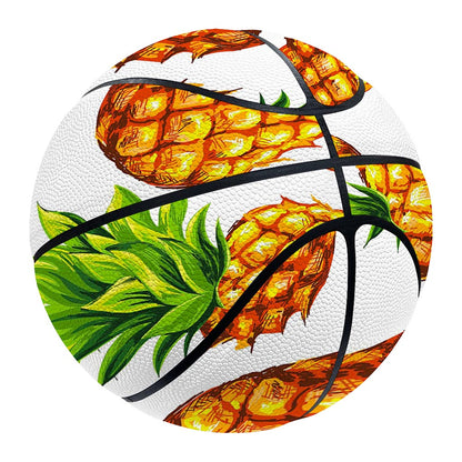 White Summer Pineapple Pattern Print Basketball