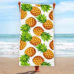 White Summer Pineapple Pattern Print Beach Towel