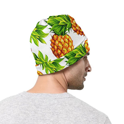White Summer Pineapple Pattern Print Beanie