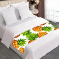 White Summer Pineapple Pattern Print Bed Runner
