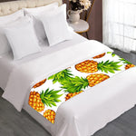White Summer Pineapple Pattern Print Bed Runner