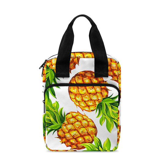 White Summer Pineapple Pattern Print Bible Tote Bag