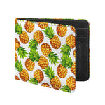 White Summer Pineapple Pattern Print Bifold Wallet