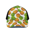 White Summer Pineapple Pattern Print Black Mesh Trucker Hat