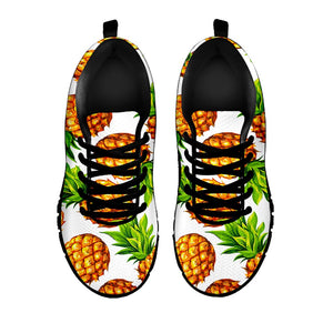 White Summer Pineapple Pattern Print Black Running Shoes