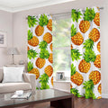 White Summer Pineapple Pattern Print Dimout Grommet Curtains