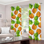 White Summer Pineapple Pattern Print Blackout Grommet Curtains