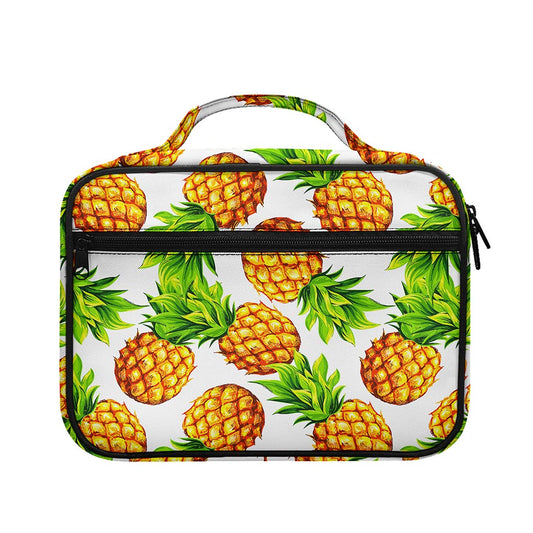 White Summer Pineapple Pattern Print Briefcase Bible Bag