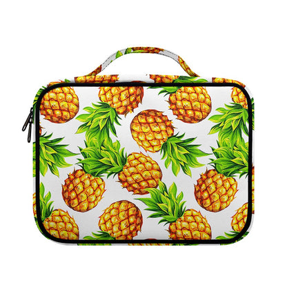 White Summer Pineapple Pattern Print Briefcase Bible Bag