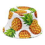 White Summer Pineapple Pattern Print Bucket Hat