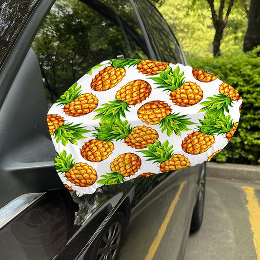 White Summer Pineapple Pattern Print Car Side Mirror Covers
