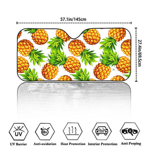 White Summer Pineapple Pattern Print Car Windshield Sun Shade