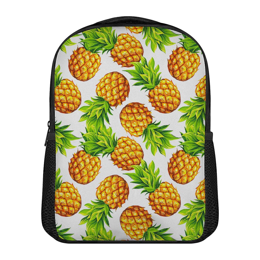 White Summer Pineapple Pattern Print Casual Backpack