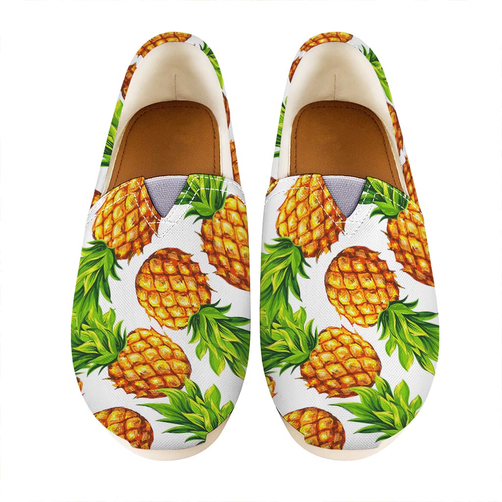 White Summer Pineapple Pattern Print Casual Shoes