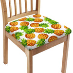 White Summer Pineapple Pattern Print Chair Cushion Cover