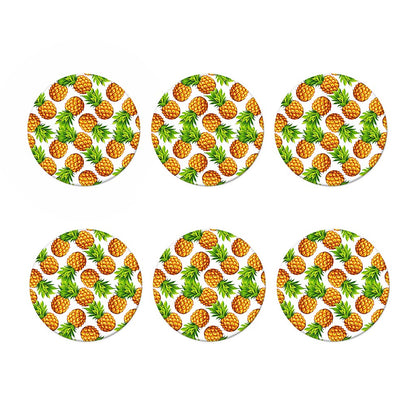White Summer Pineapple Pattern Print Coaster Set