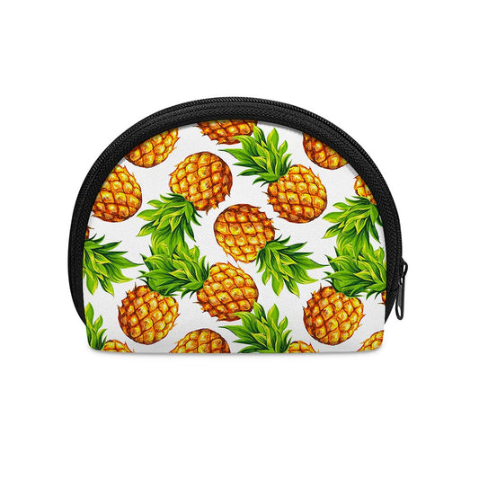 White Summer Pineapple Pattern Print Coin Purse